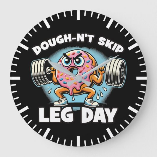 Dough-n't Skip Leg Day - Grappige Schattigee Donut Grote Klok (Voorkant)