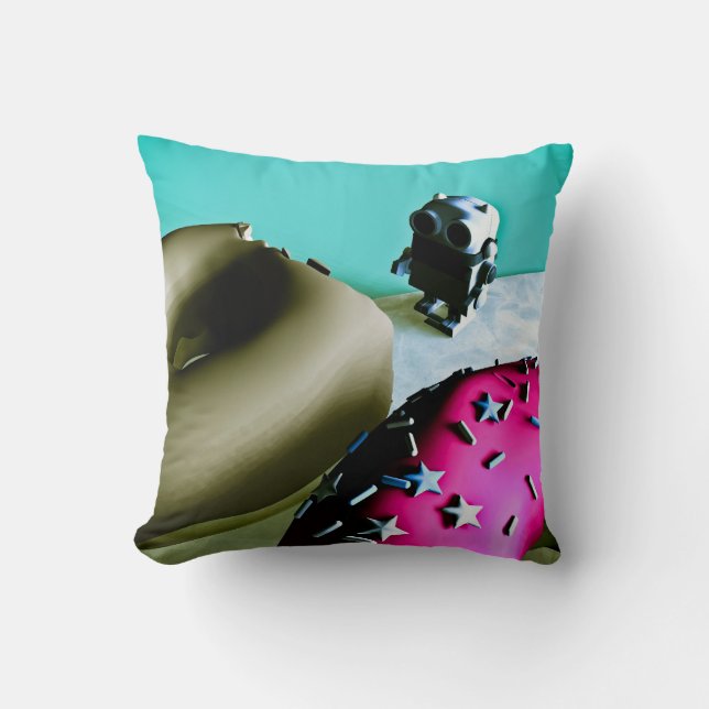 Doughnoten en Speelgoed Robot 02 Amerikaanse MoJo- Kussen (Voorkant)