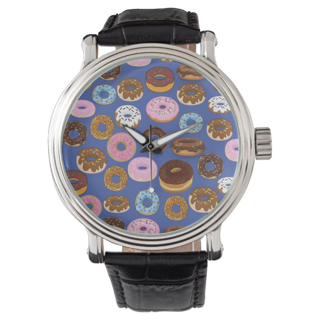 Doughnut Blue Design Watch Horloge (Voorkant)