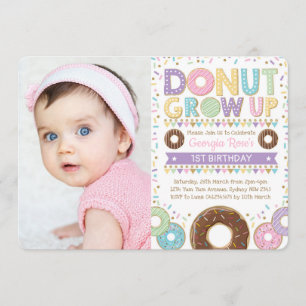 Doughnut Donut Grow op Invite Birthday Sprinkles Kaart