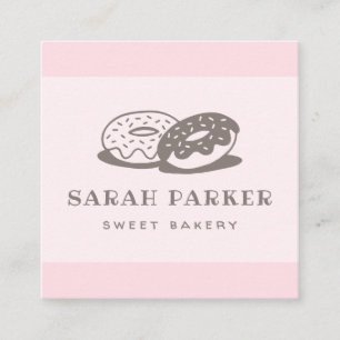 Doughnut donut whimsical bakker pink schattig vierkante visitekaartje