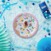 Doughnut strooit roze wit schattig papier bord (Feest)