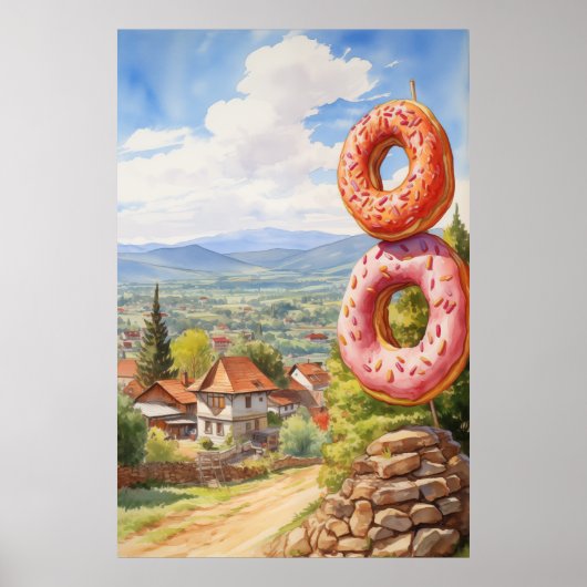Doughnut Village teken rustiek Poster (Voorkant)