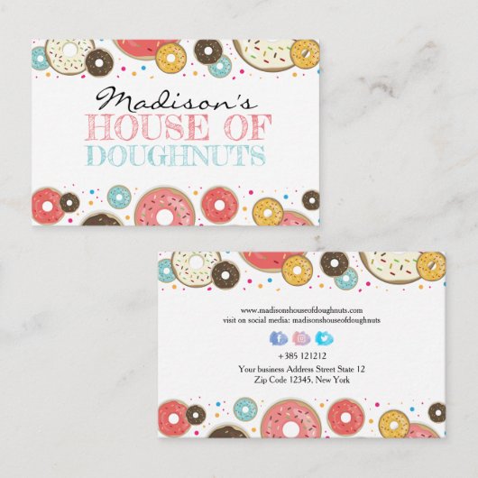 Doughnuts Colorful Pattern Visitekaartje (Voorkant / Achterkant)