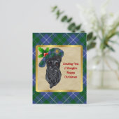 Douglas Clan Badge & Tartan Kerst Briefkaart (Staand voorkant)