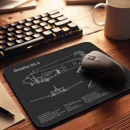 Douglas DC-3 - Vliegtuig Blauwdruk Tekenplannen PD Muismat