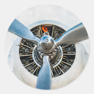 Douglas DC-3 Vliegtuig. propeller Ronde Sticker