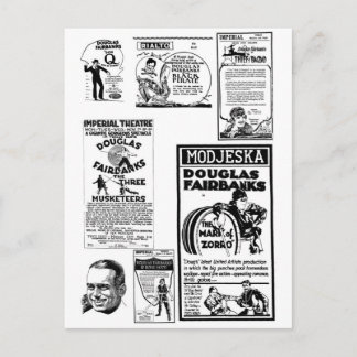 Douglas Fairbanks Silent Film ads Briefkaart