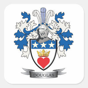 Douglas Family Crest Coat of Arms Vierkante Sticker