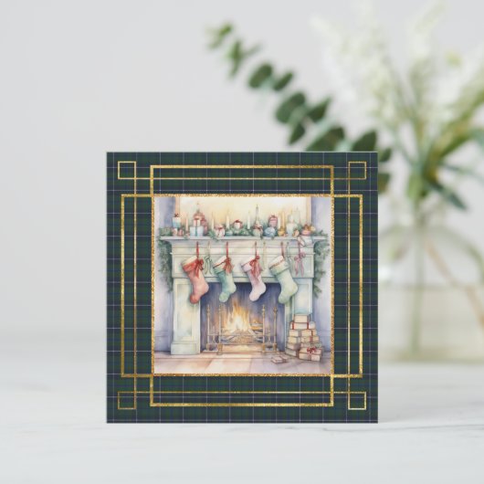 Douglas Modern Scottish Tartan Christmas Feestdagenkaart (Staand voorkant)