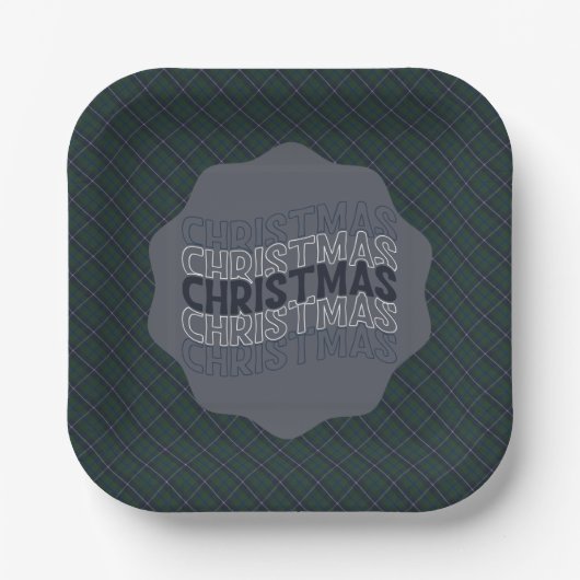 Douglas Modern Scottish Tartan Christmas Papieren Bordje (Voorkant)