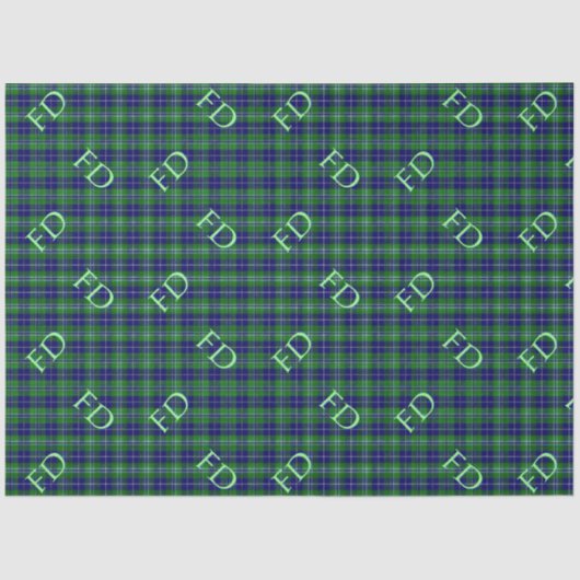 Douglas Officiële Tartan met monogram / initialen Tissuepapier (Voorkant)