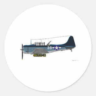 Douglas SBD-5 Zonder tong Ronde Sticker