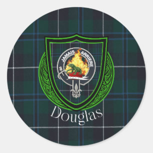 Douglas Schotse Clan Tartan & Wapen Ronde Sticker