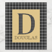 Douglas Tartan Monogram D Wijn Etiket (Enkel label)