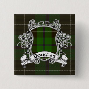 Douglas Tartan Shield Vierkante Button 5,1 Cm