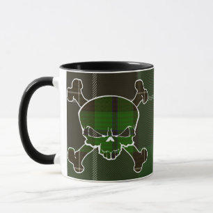 Douglas Tartan Skull Geen Banner Mok