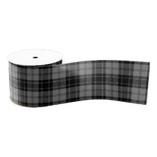 Douglas tartan zwarte grijze vlecht grosgrain lint