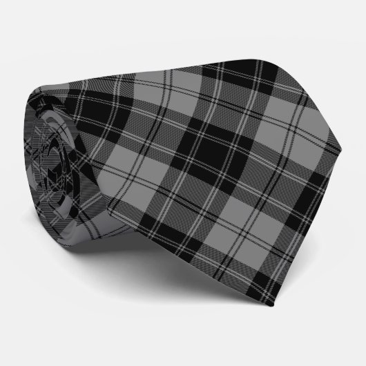Douglas tartan zwarte grijze vlecht stropdas (Opgerold)