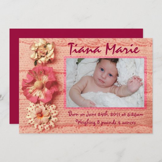 Douille rose Faire-part GreetiIng Card (Devant / Derrière)