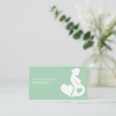 Doula Beauful Pregnancy Silhouette Green Visitekaartje (Staand voorkant)
