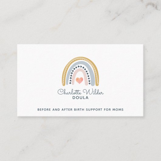 Doula Birth Coach Aquarelle Carte de visite arc-en (Devant)