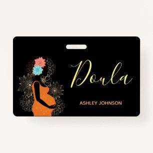 Doula Birth Coach Midechtgenote Floral Calligraphy Badge