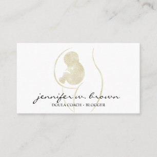 Doula Birth School Pregnant Gold Baby Newborn Visitekaartje