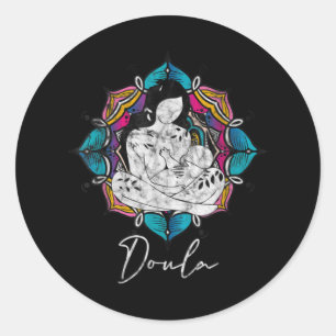 Doula Floral Birth Companion Gift Birth Coach Assi Ronde Sticker