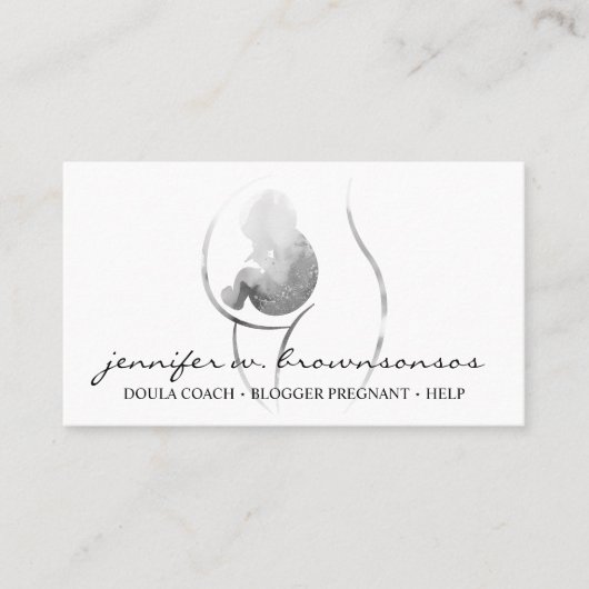 Doula Geboorte Grijs Zwanger Baby Pasgeborene Visitekaartje (Voorkant)