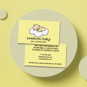 Doula New Baby Sleeping op Cloud yellow Visitekaartje