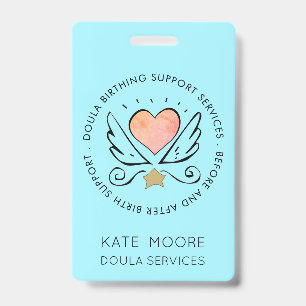 Doula of vroedvrouw hart met vleugels naam badge