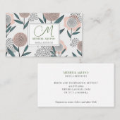 Doula Services Hand Drawn Floral Monogrammed Visitekaartje (Voorkant / Achterkant)