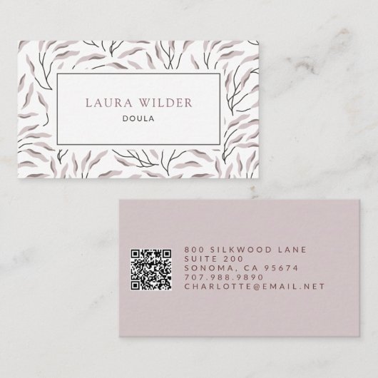 Doula Stromende bladeren Pattern Visitekaartje (Voorkant / Achterkant)