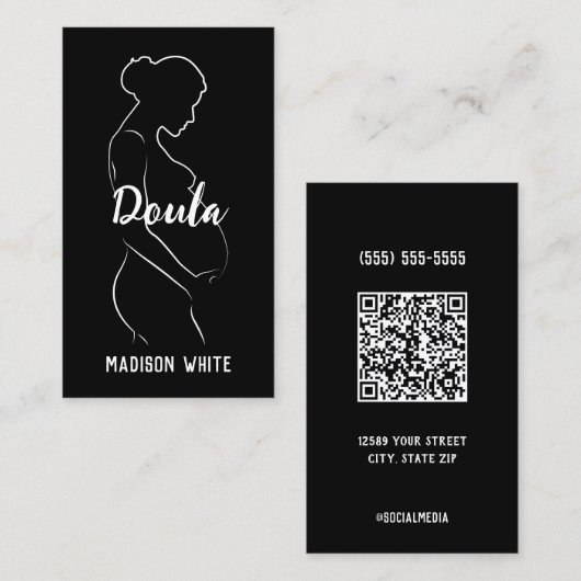 Doula Verloskundige Custom QR Visitekaartje (Voorkant / Achterkant)