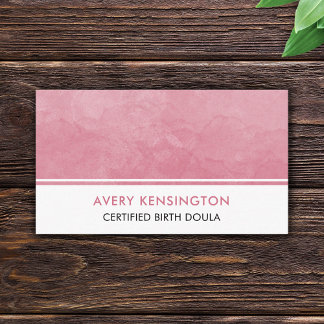 Doula Verloskundige Geboortecoach Roze Waterverf Visitekaartje