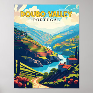 Douro Valley Portugal vintage reisillustratie Poster
