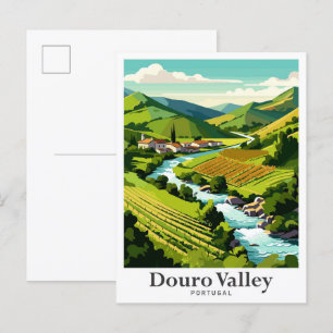 Douro Valley Portugal Vintage Travel Portrait Briefkaart