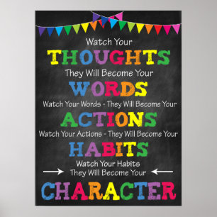 DOUWEN, WOORDEN, ACTIES, HAAKJES, KARAKTER! POSTER