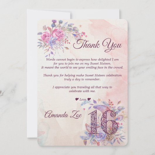 Doux 16 Cartes de remerciements (Devant)