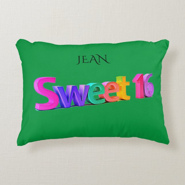 Doux 16 coussin coloré. NOM PERSONNALISÉ. (Devant)