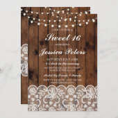 Doux 16 feux d'anniversaire Invitation de dentelle (Devant / Derrière)