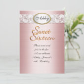 Doux 16 invitation satin rose (Debout devant)