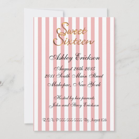 Doux 16 invitation satin rose (Dos)