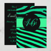 Doux 16 invitations d'anniversaire de zèbres noirs (Devant / Derrière)