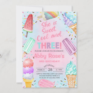 Doux, cool et trois fille invitation d'anniversair