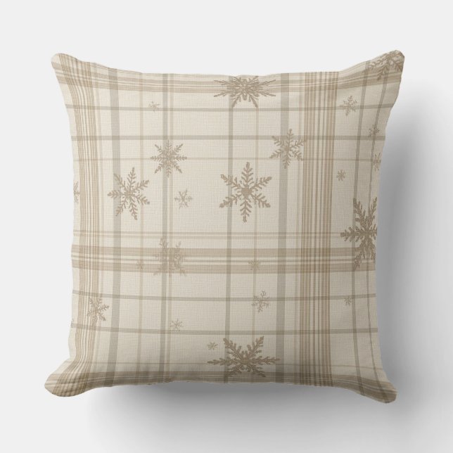 Doux Coussin de Jet Gingham à Carreaux avec Flocon (Recto)