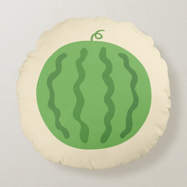 Doux Coussin Rond Double Face Pastèque d'Été (Devant)