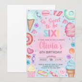 Doux d'être six bonbons fille invitation de 6ème a (Devant / Derrière)