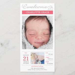 Doux documenté Faire-part de naissance fille bébé